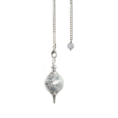 Glass Ball Guidance Angelite and Selenite Chips Pendulum