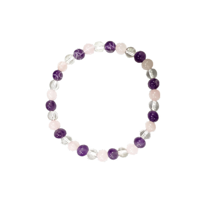 6mm Amethyst, Rose Quartz, Clear Quartz Bracelet