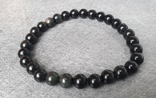 6 mm Black Obsidian Bracelet