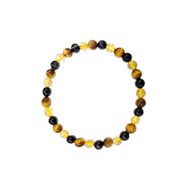 6mm Golden Tiger Eye, Black Tourmaline, Citrine Bracelet