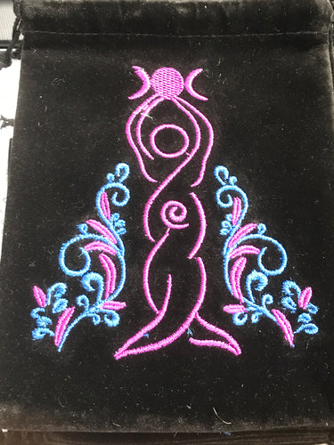 Goddess Velvet Embroidered Bag